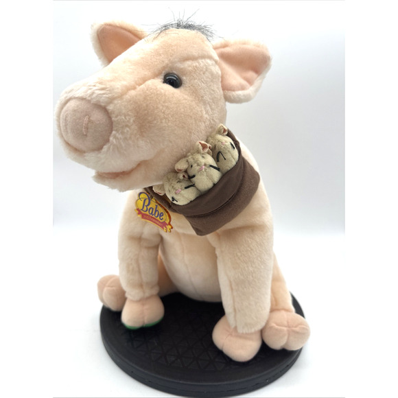 Babe and Friends Plush Talking Pig w/ Mice 14" Stuffed Animal Works - Picture 1 of 9